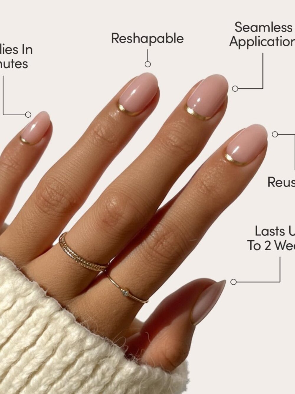 Glamnetic Press On Nails - Goal Digger Glossy, Semi-Transparent Short Round Nail - Picture 4 of 6